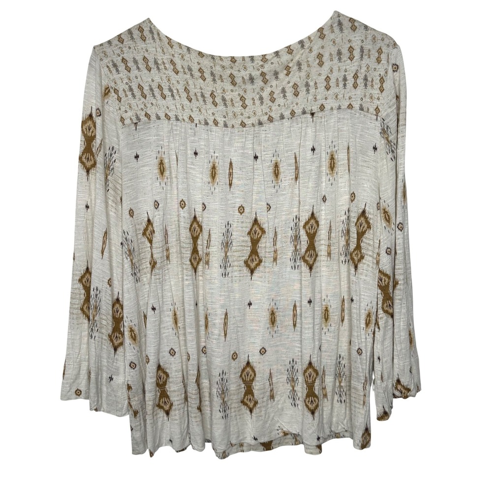 Vintage Lucky Brand Boho Top Large Tan - Picture 2 of 11